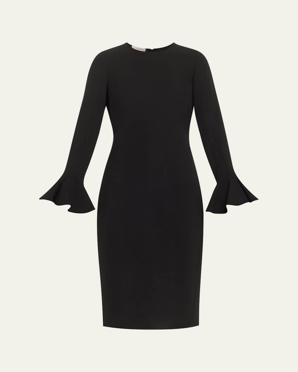 Pearl-Embellished Midi Sheath Dress